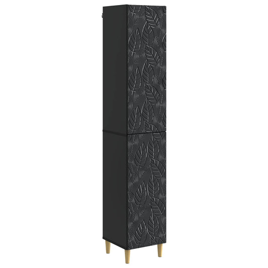 Cabinet Set 2 pcs Black Engineered Wood