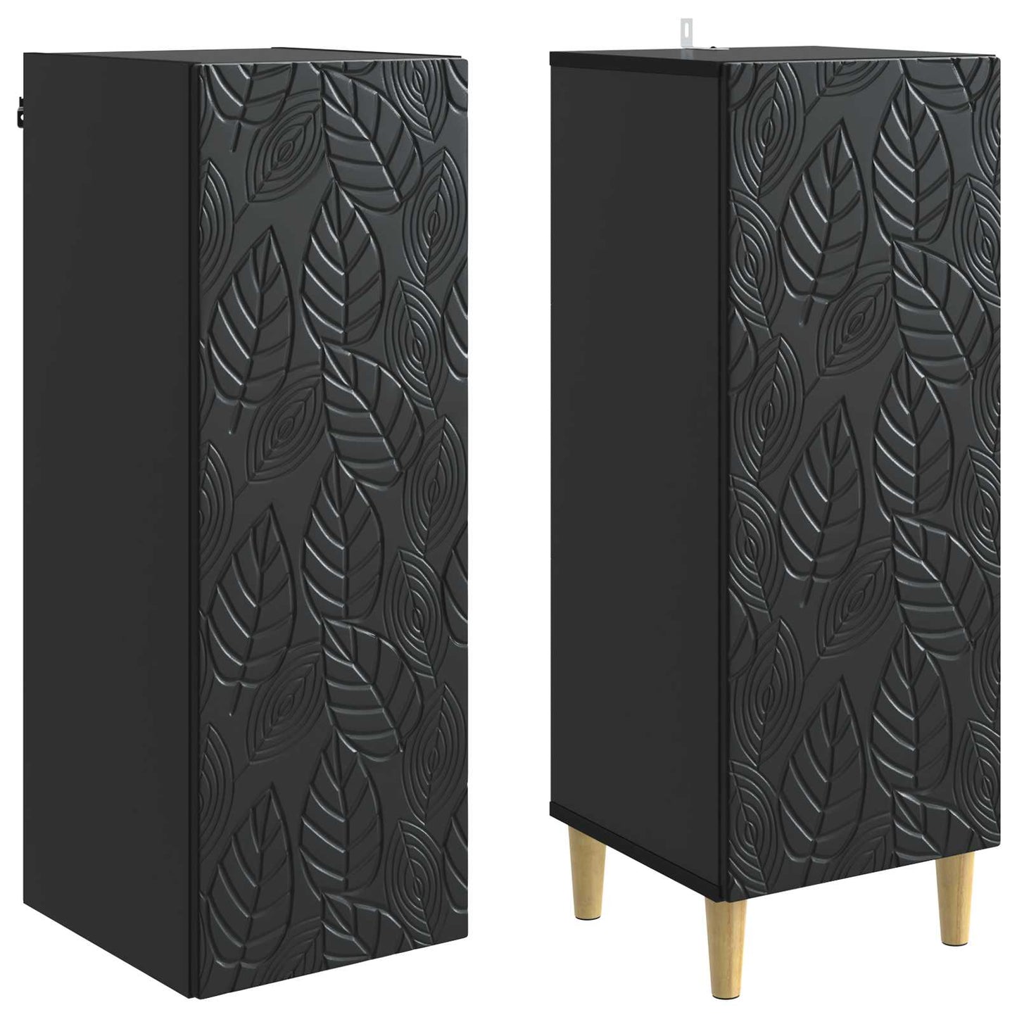 Cabinet Set 2 pcs Black Engineered Wood