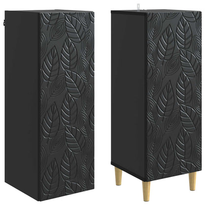 Cabinet Set 2 pcs Black Engineered Wood