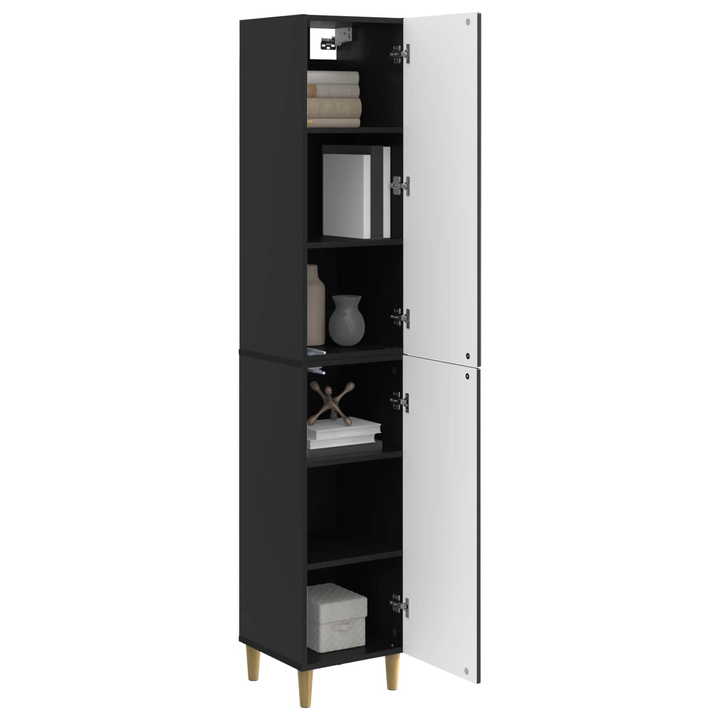 Cabinet Set 2 pcs Black Engineered Wood