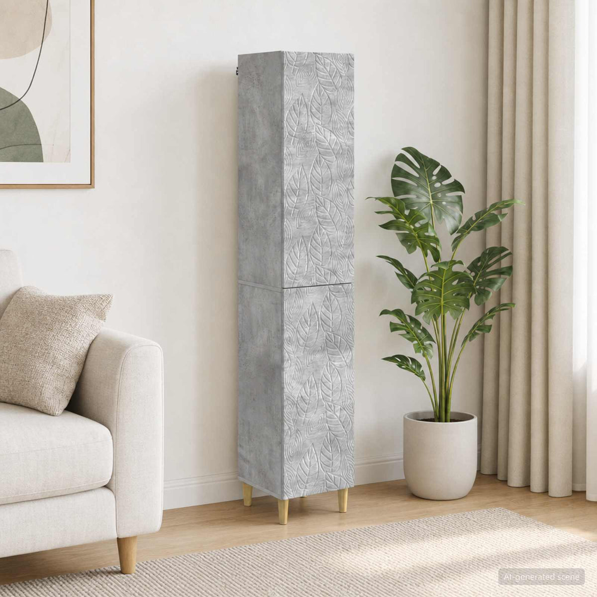 Cabinet Set 2 pcs Concrete Grey Engineered Wood