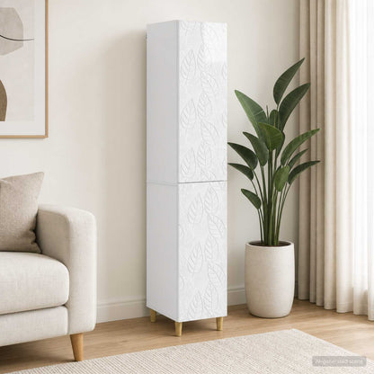 Cabinet Set 2 pcs High Gloss White Engineered Wood