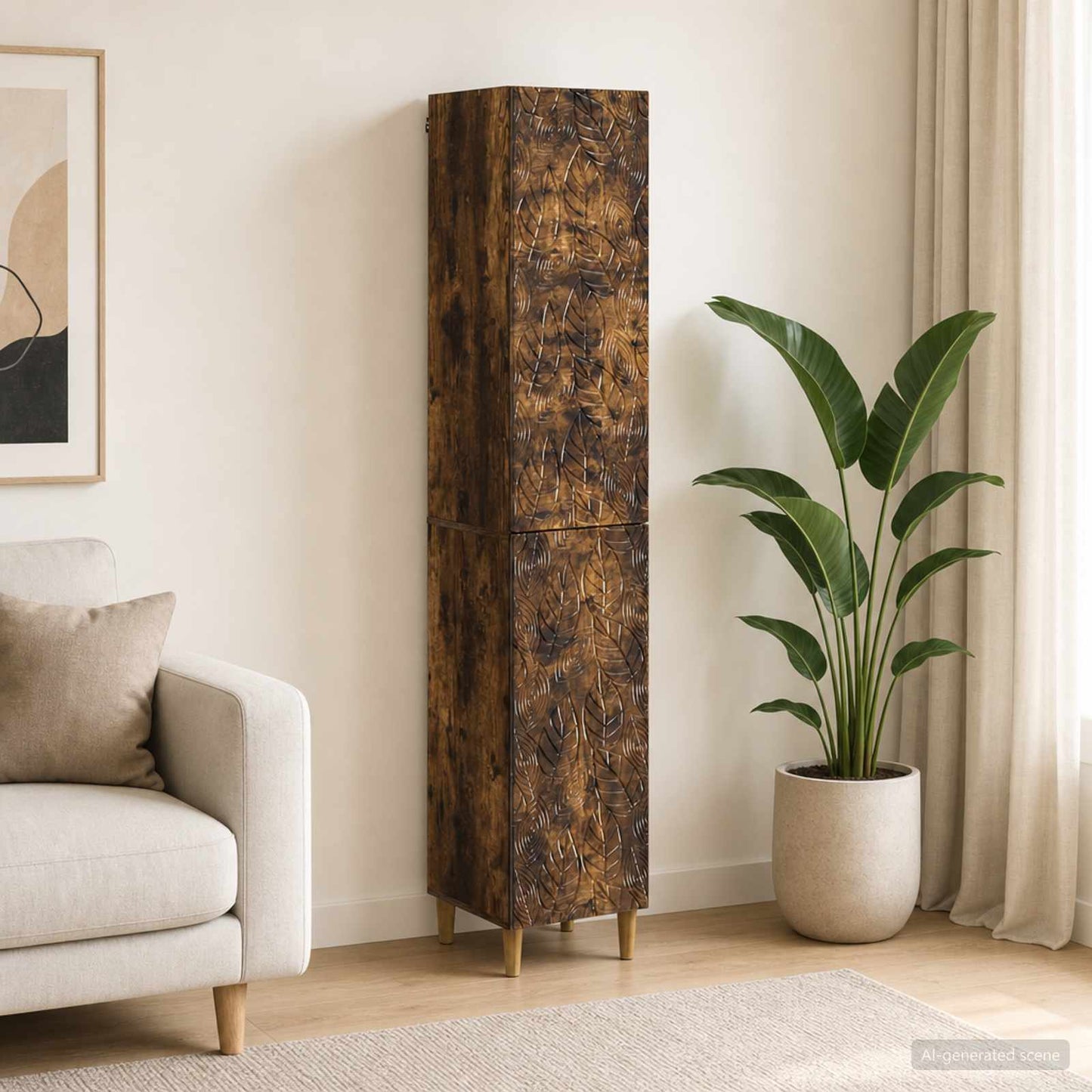 Cabinet Set 2 pcs Smoked Oak Engineered Wood
