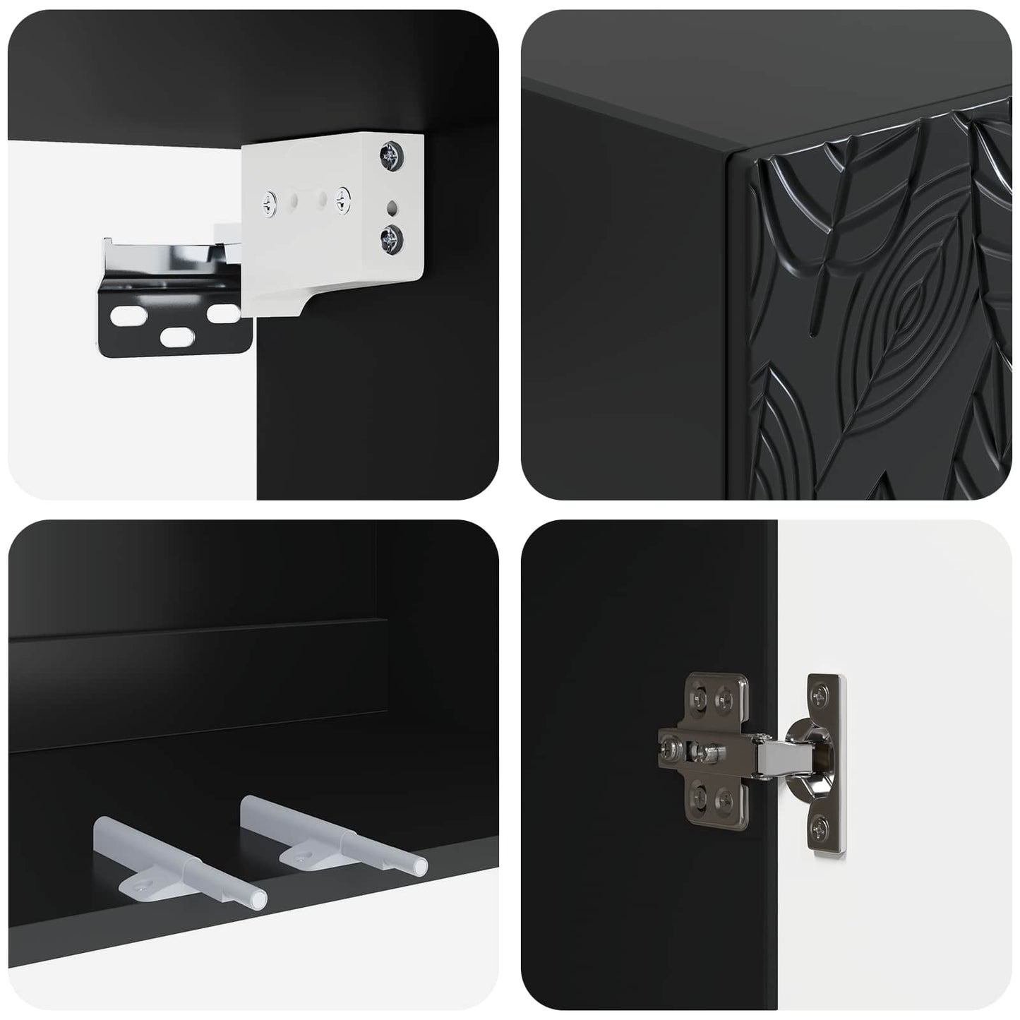 Cabinet Set 2 pcs 66 x 34.5 x 90 cm Engineered Wood Black