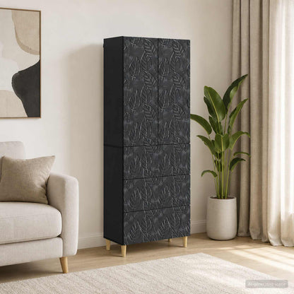 Cabinet Set 2 pcs 66 x 34.5 x 90 cm Engineered Wood Black
