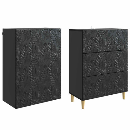 Cabinet Set 2 pcs Black 66 x 34.5 x 90 cm Engineered Wood