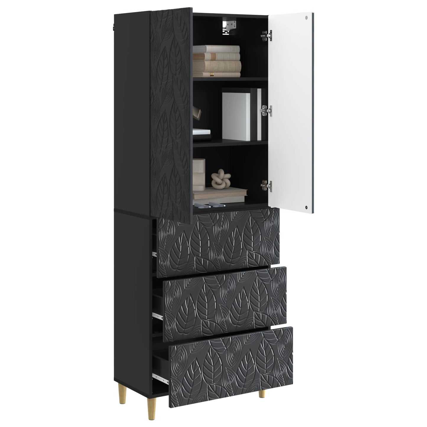 Cabinet Set 2 pcs Black 66 x 34.5 x 90 cm Engineered Wood