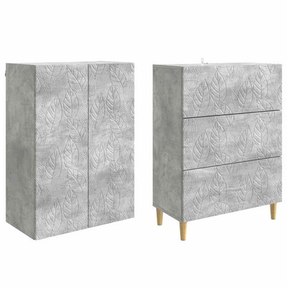 Cabinet Set 2 pcs Concrete Grey 66 x 34.5 x 90 cm