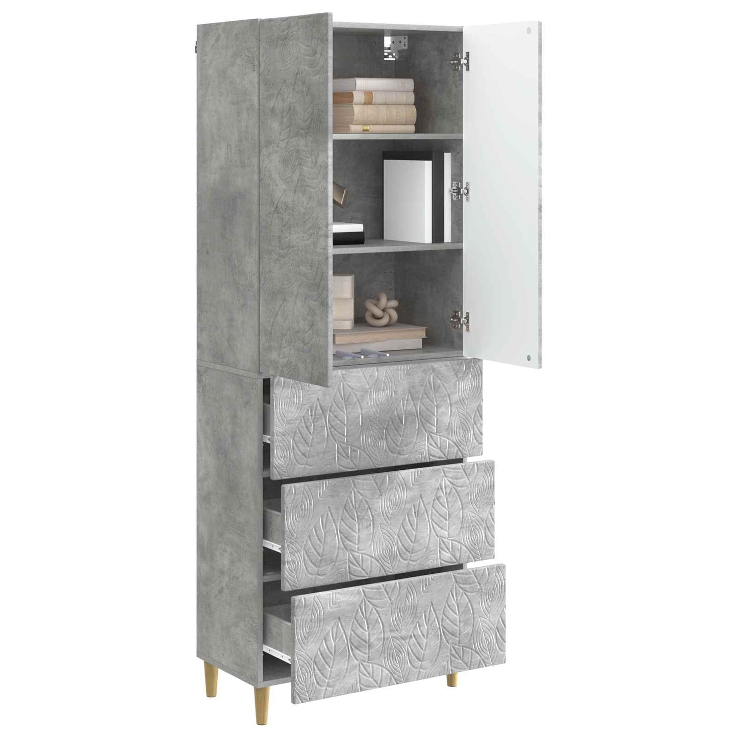 Cabinet Set 2 pcs Concrete Grey 66 x 34.5 x 90 cm