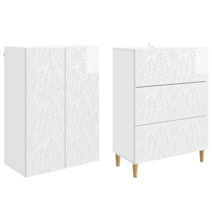 Cabinet Set 2 pcs High Gloss White 66 x 34.5 x 90 cm