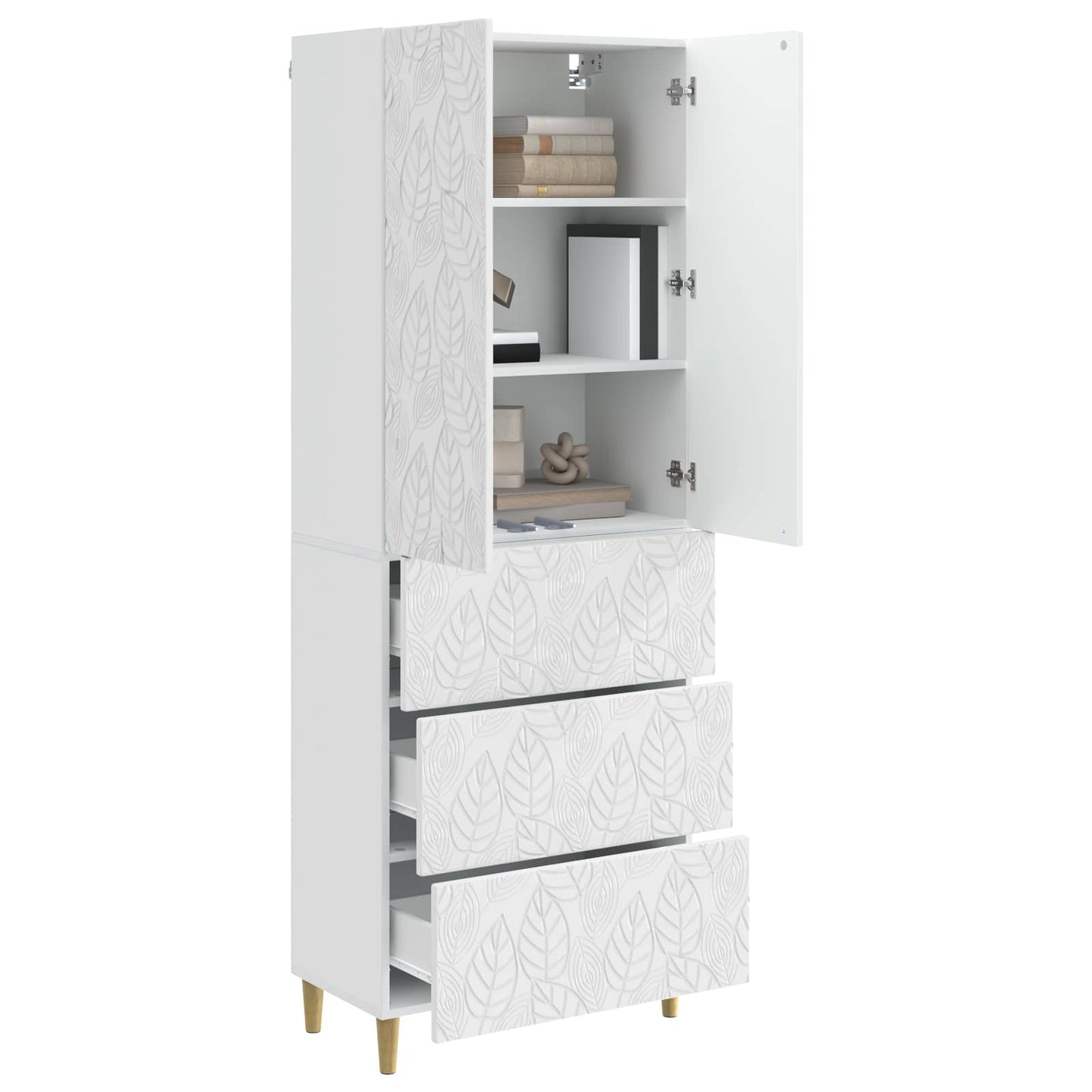 Cabinet Set 2 pcs High Gloss White 66 x 34.5 x 90 cm