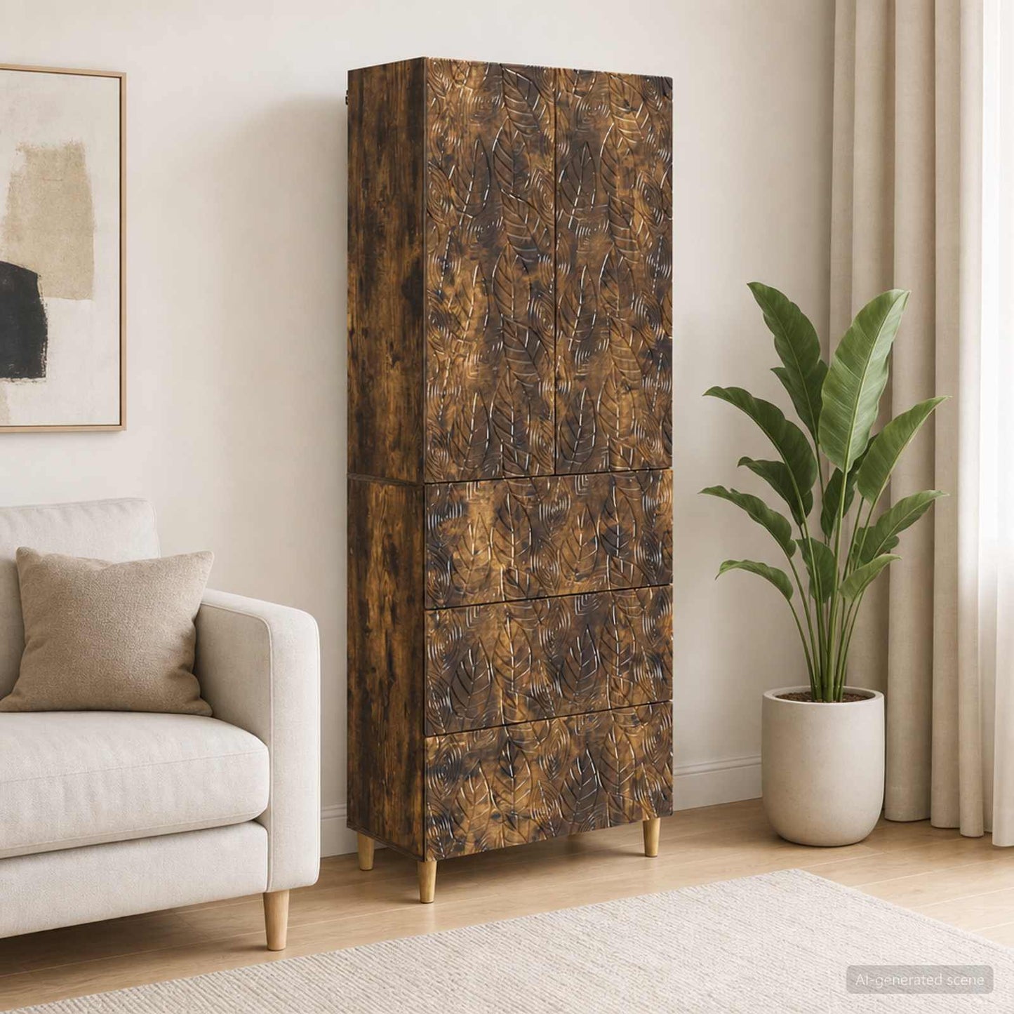 Cabinet Set 2 pcs 66 x 34.5 x 90 cm Engineered Wood Smoked Oak