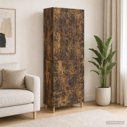Cabinet Set 2 pcs 66 x 34.5 x 90 cm Engineered Wood Smoked Oak