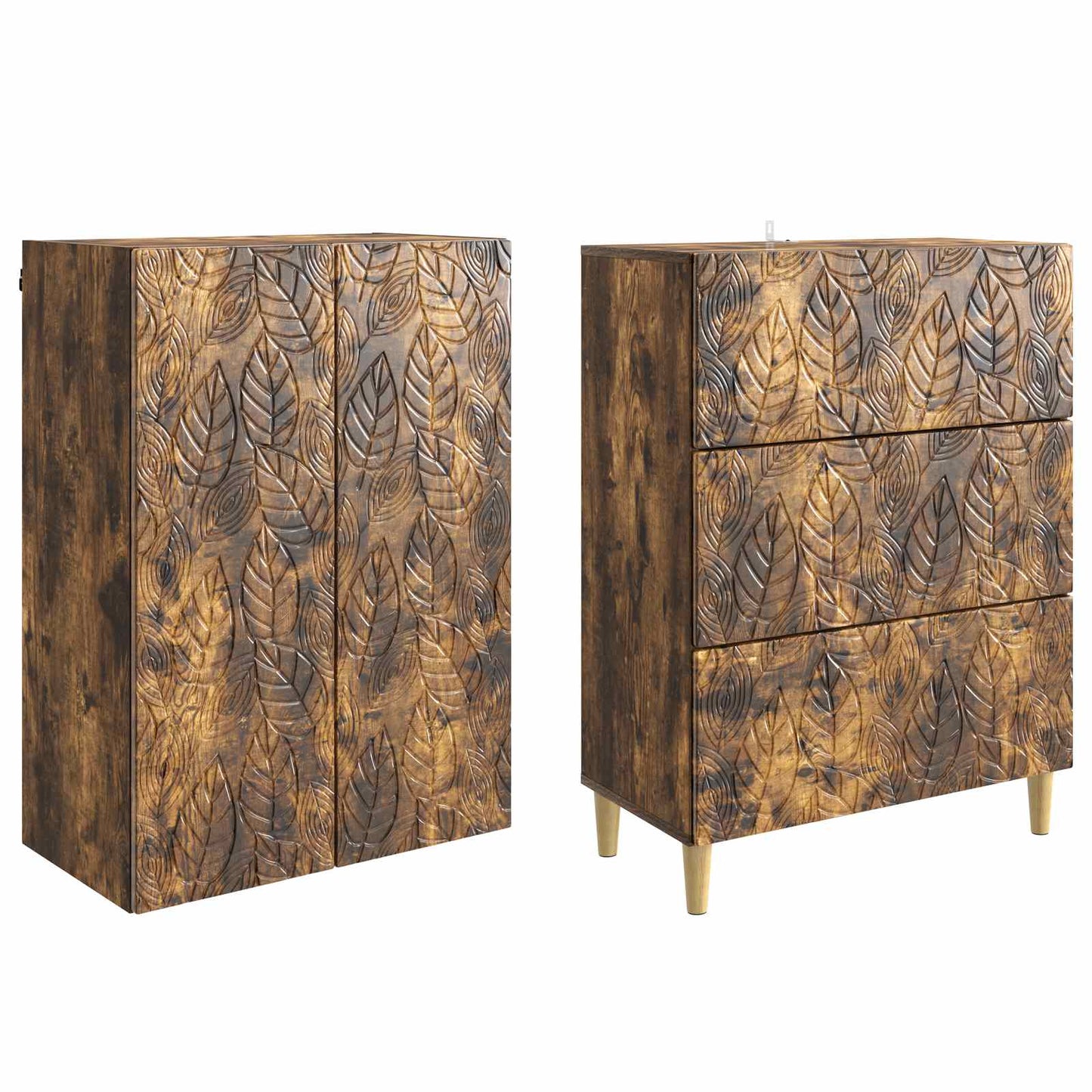 Cabinet Set 2 pcs Smoked Oak 66 x 34.5 x 90 cm Engineered Wood