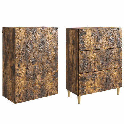 Cabinet Set 2 pcs Smoked Oak 66 x 34.5 x 90 cm Engineered Wood