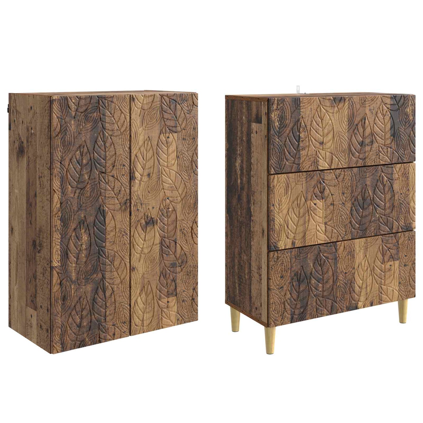 Cabinet Set 2 pcs Old Wood 66 x 34.5 x 90 cm Engineered Wood