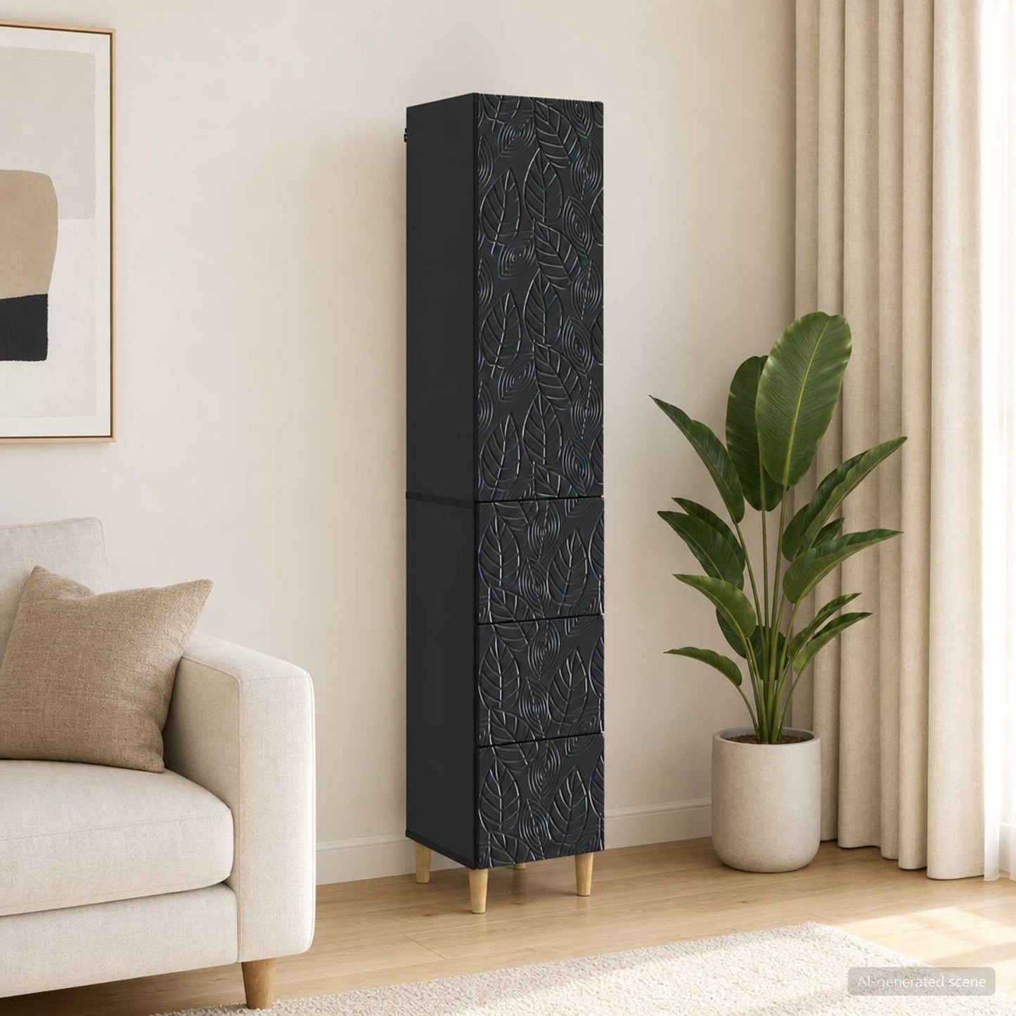 Cabinet Set 2 pcs 33 x 34.5 x 90 cm Engineered Wood Black