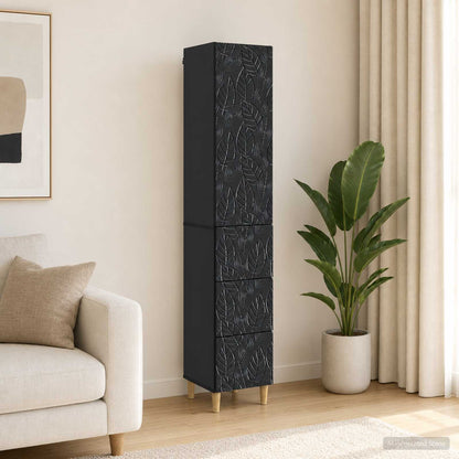 Cabinet Set 2 pcs 33 x 34.5 x 90 cm Engineered Wood Black