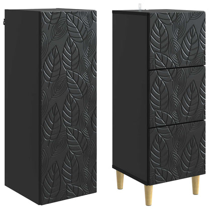 Cabinet Set 2 pcs Black 33 x 34.5 x 90 cm Engineered Wood