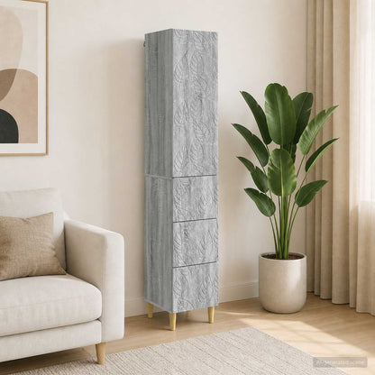 Cabinet Set 2 pcs 33 x 34.5 x 90 cm Engineered Wood Grey Sonoma