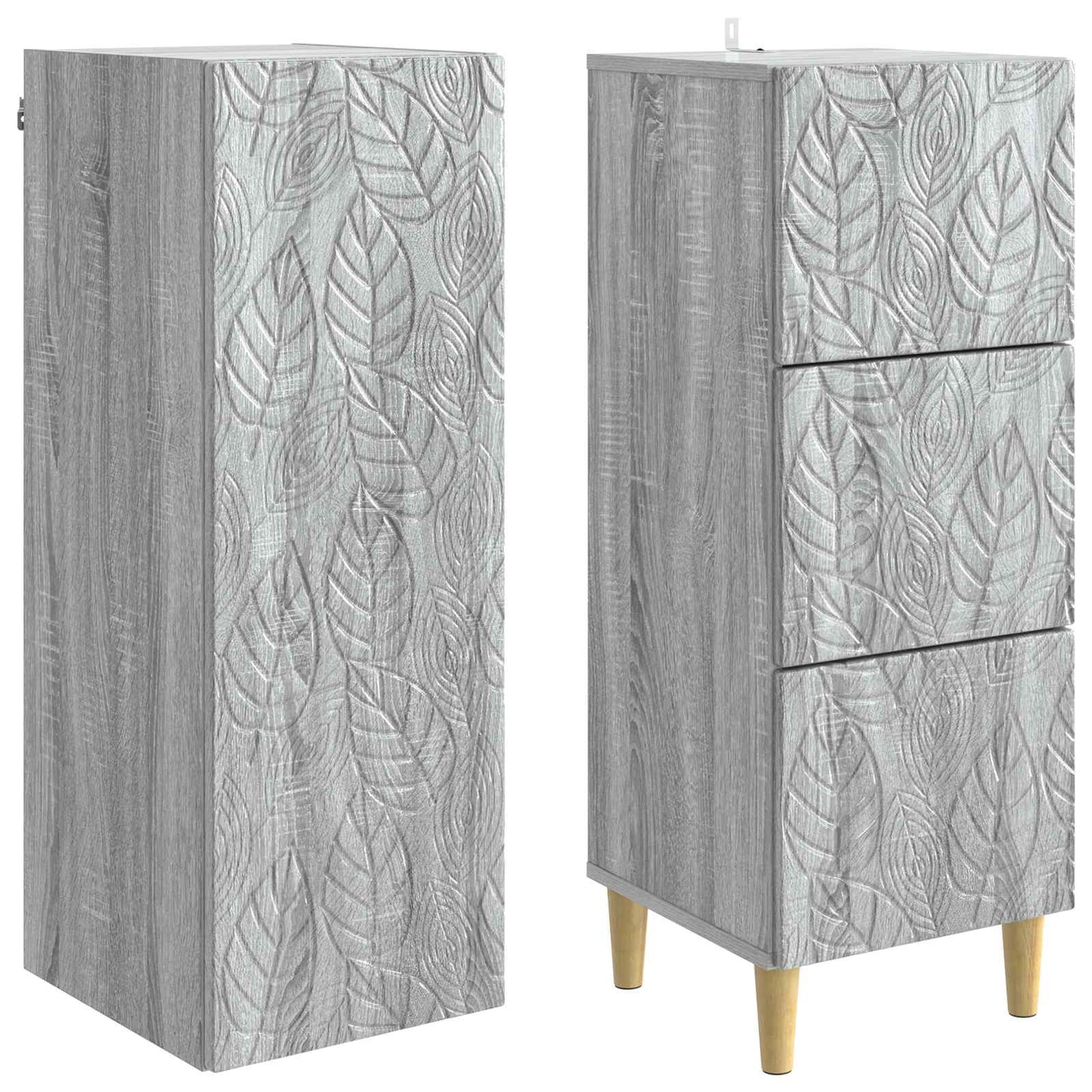 Cabinet Set 2 pcs Grey Sonoma 33 x 34.5 x 90 cm Engineered Wood