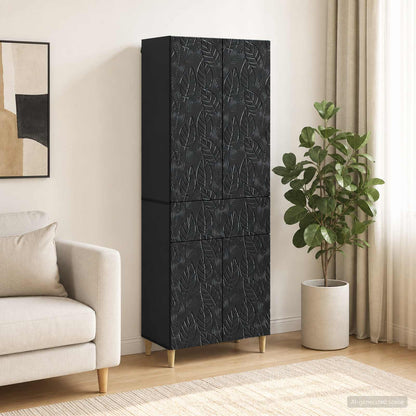 Cabinet Set 2 pcs Black Engineered Wood
