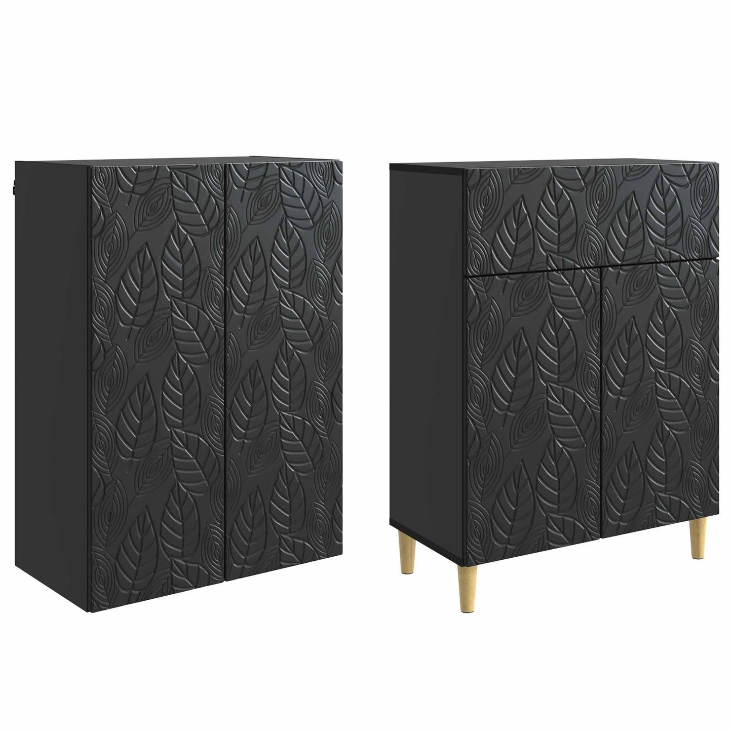 Cabinet Set 2 pcs Black Engineered Wood