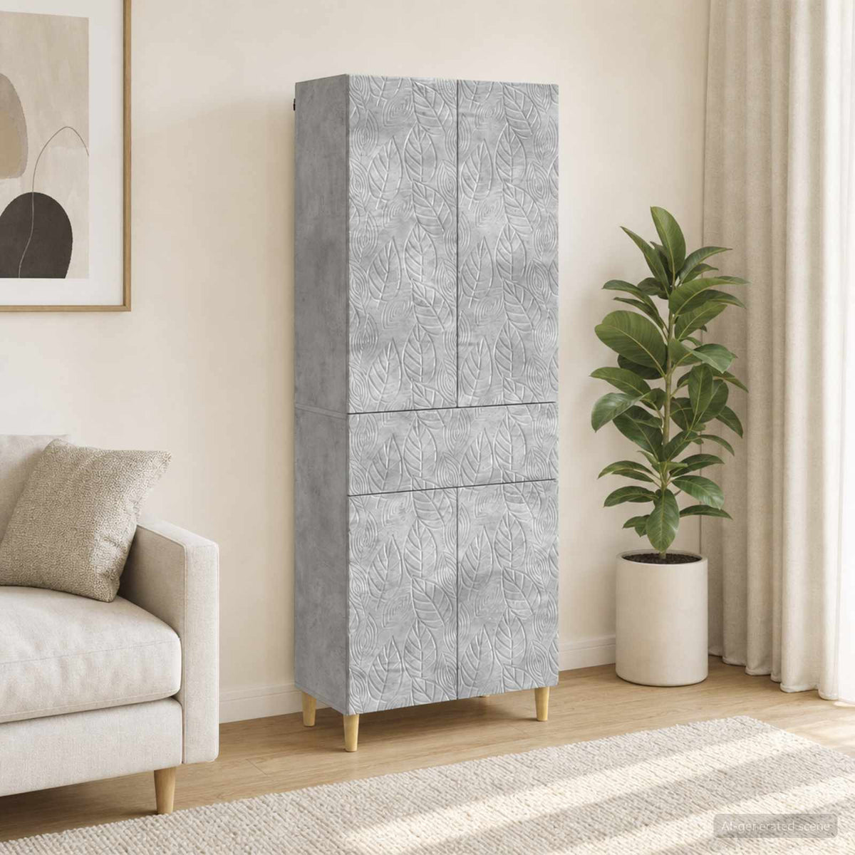 Cabinet Set 2 pcs Concrete Grey Engineered Wood