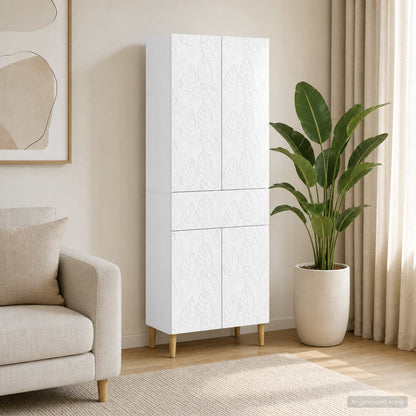 Cabinet Set 2 pcs High Gloss White Engineered Wood