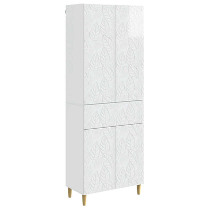 Cabinet Set 2 pcs High Gloss White Engineered Wood
