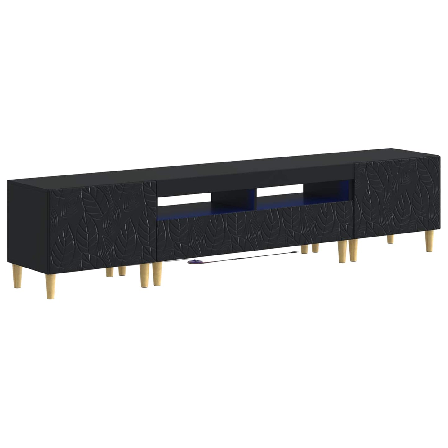 5 Piece LED TV Cabinet Black Engineered Wood