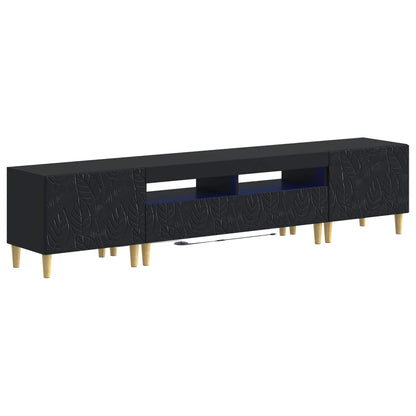 5 Piece LED TV Cabinet Black Engineered Wood