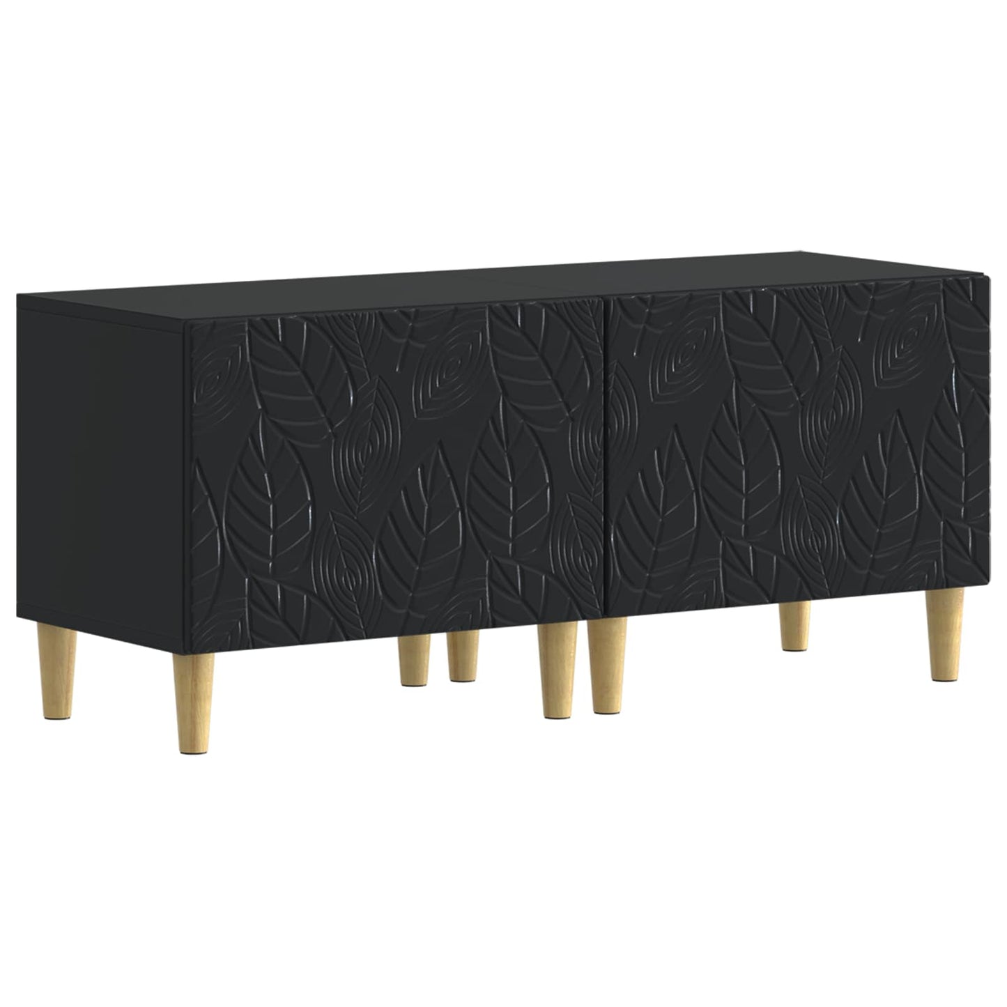 5 Piece LED TV Cabinet Black Engineered Wood