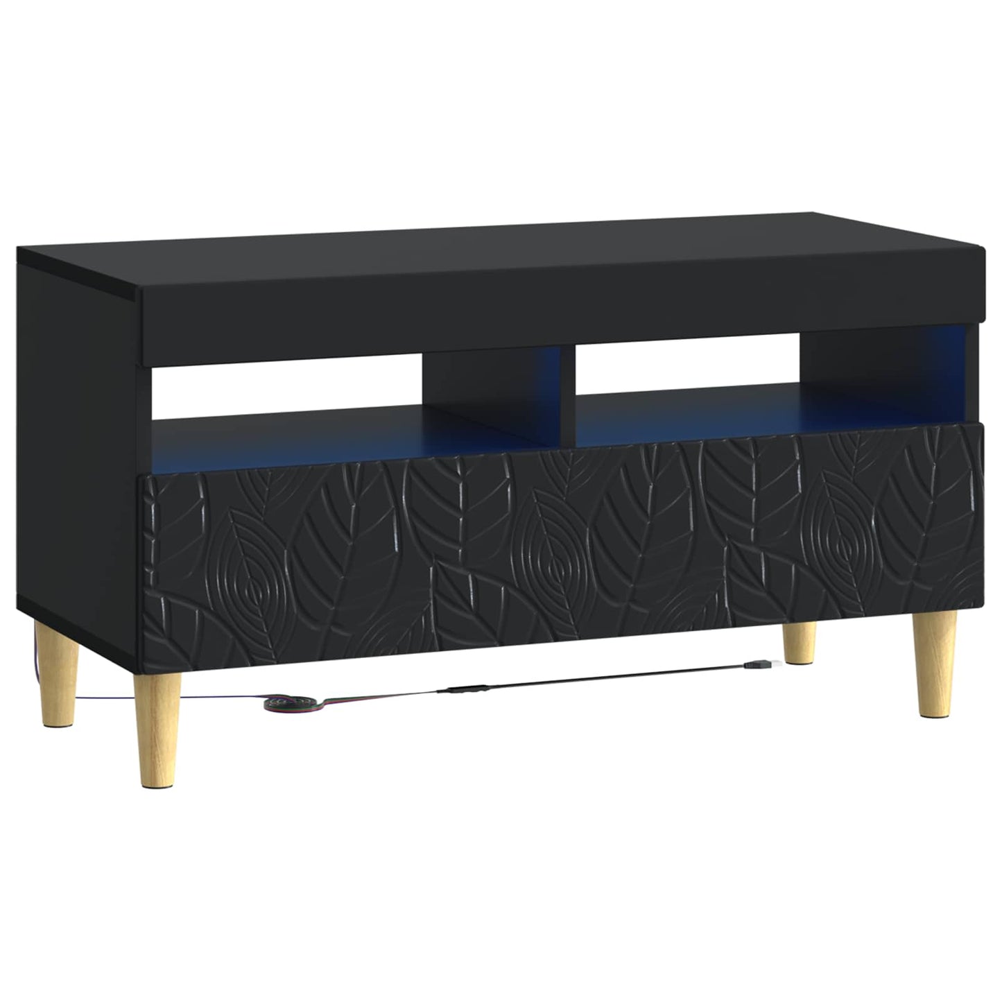 5 Piece LED TV Cabinet Black Engineered Wood