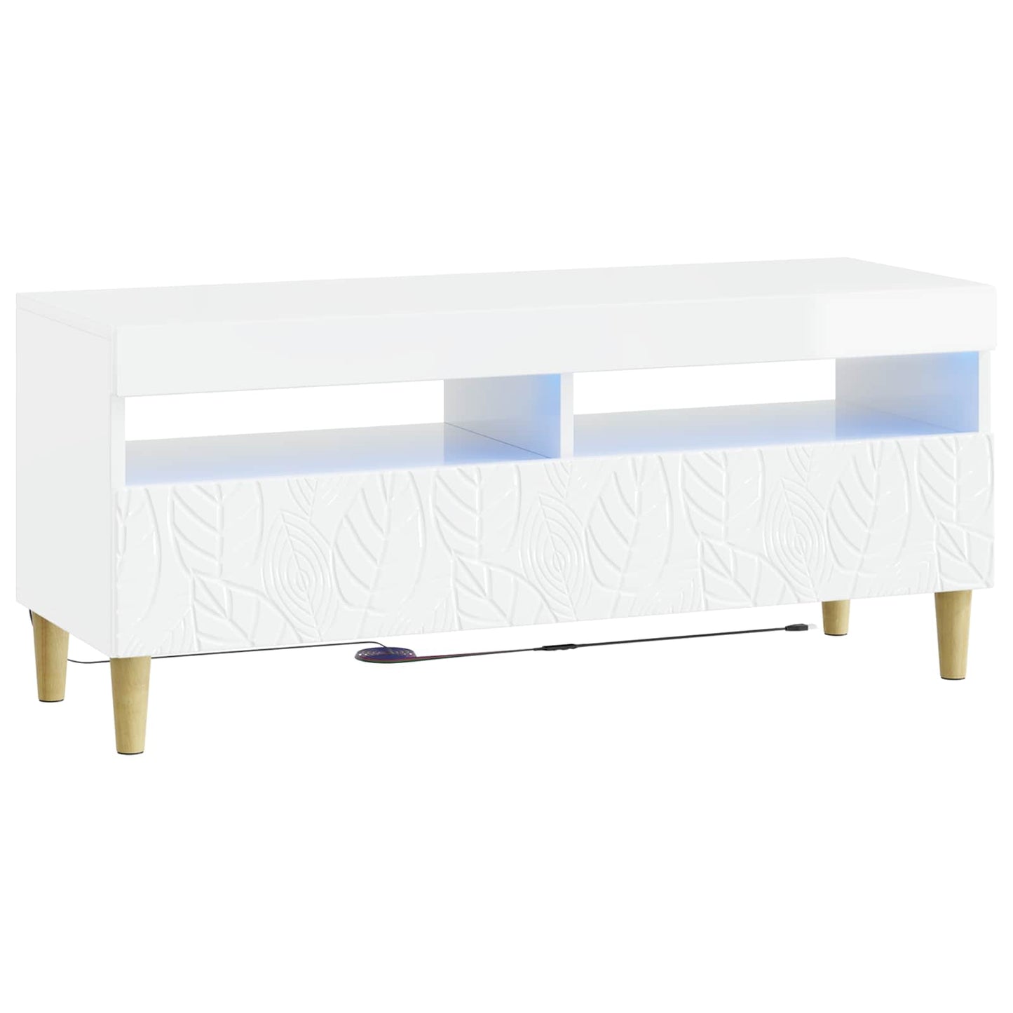 5 Piece LED TV Cabinet High Gloss White Engineered Wood