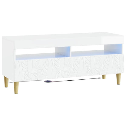 5 Piece LED TV Cabinet High Gloss White Engineered Wood