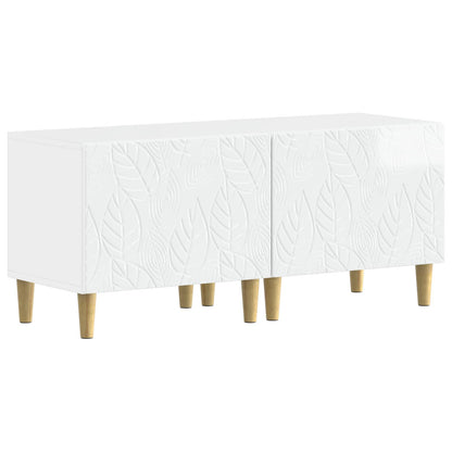 5 Piece LED TV Cabinet High Gloss White Engineered Wood