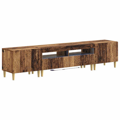 5 Piece LED TV Cabinet Old Wood Engineered Wood