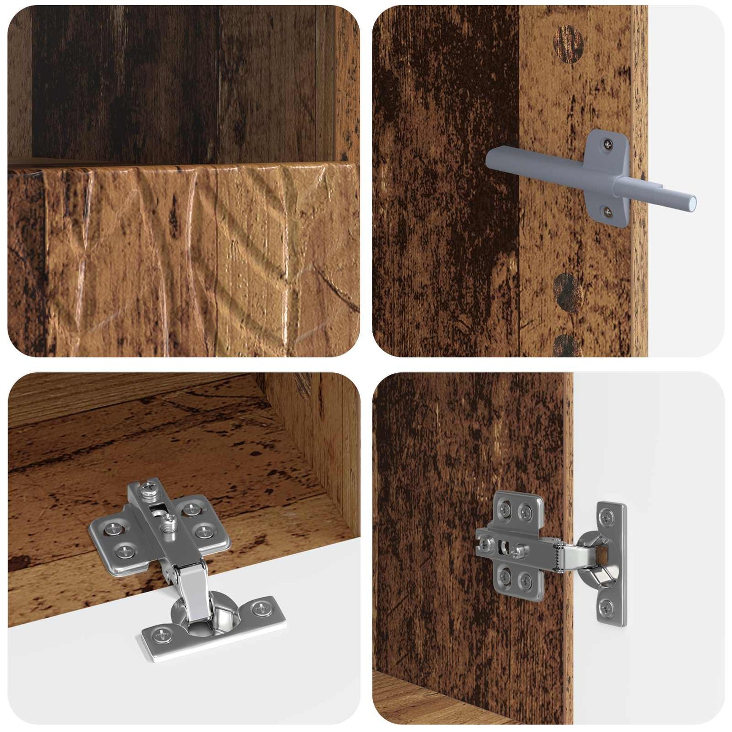 5 Piece LED TV Cabinet Old Wood Engineered Wood