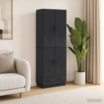 Cabinet Set 2 pcs Black Engineered Wood