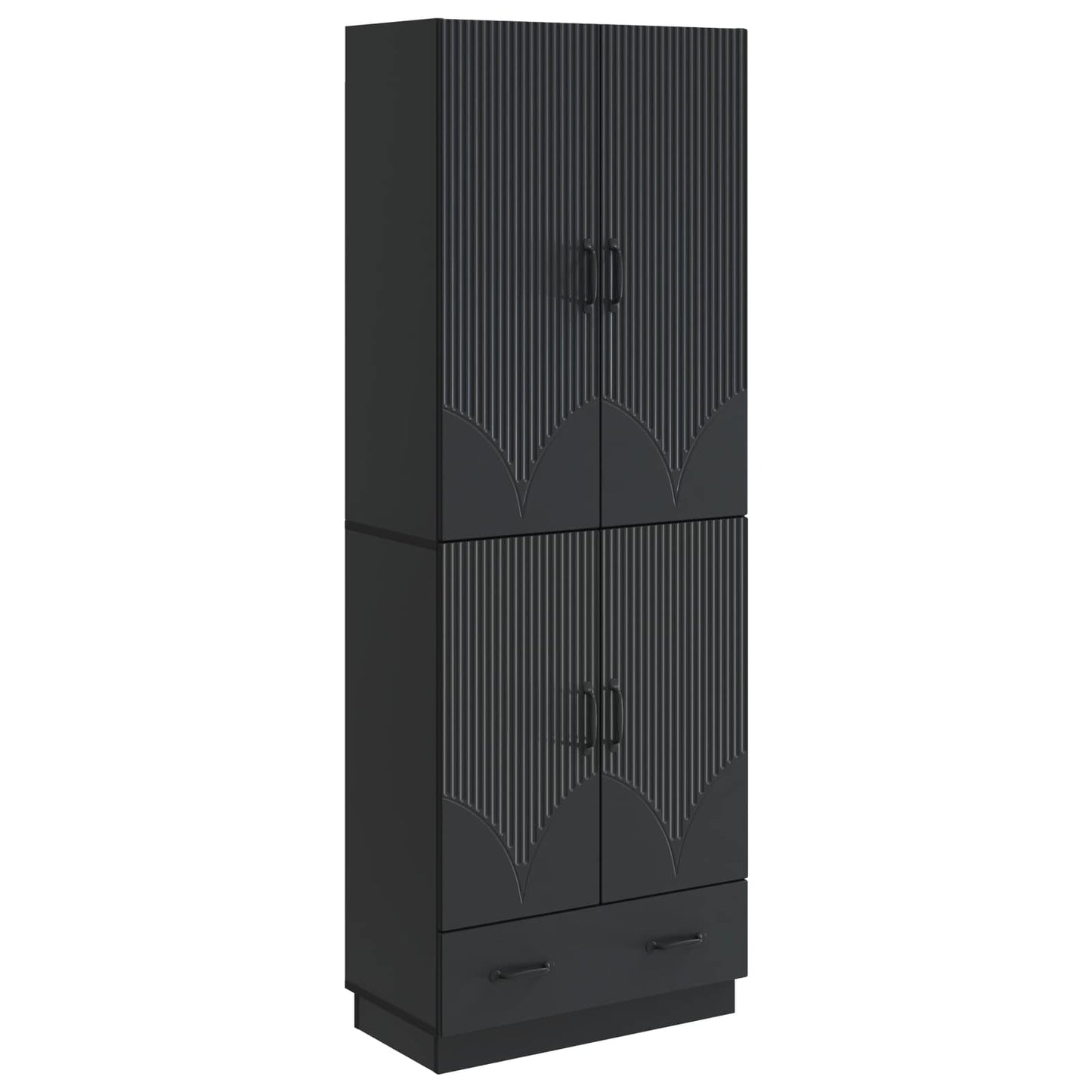 Cabinet Set 2 pcs Black Engineered Wood