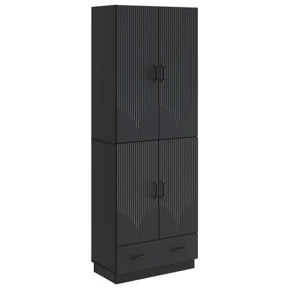 Cabinet Set 2 pcs Black Engineered Wood