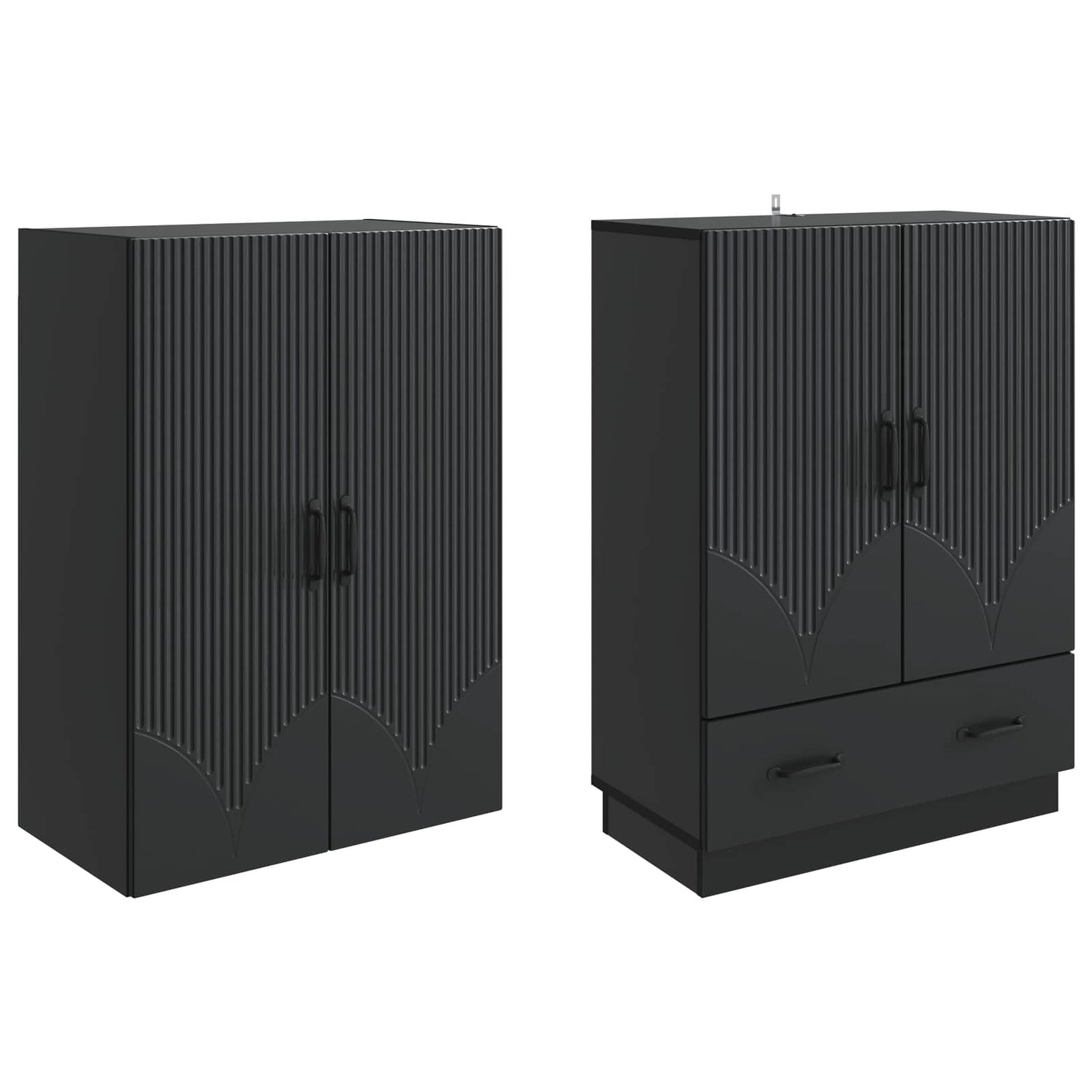 Cabinet Set 2 pcs Black Engineered Wood