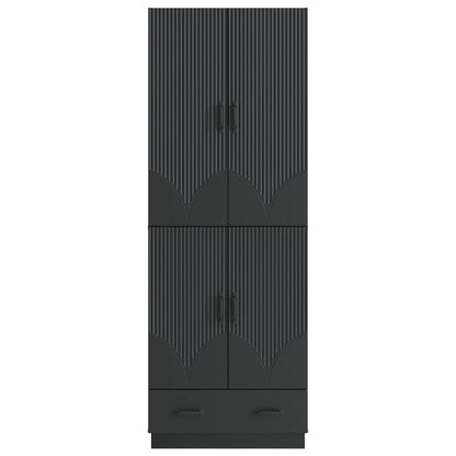 Cabinet Set 2 pcs Black Engineered Wood