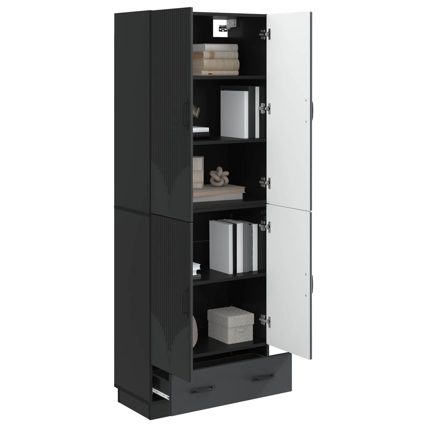 Cabinet Set 2 pcs Black Engineered Wood