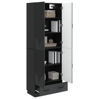 Cabinet Set 2 pcs Black Engineered Wood