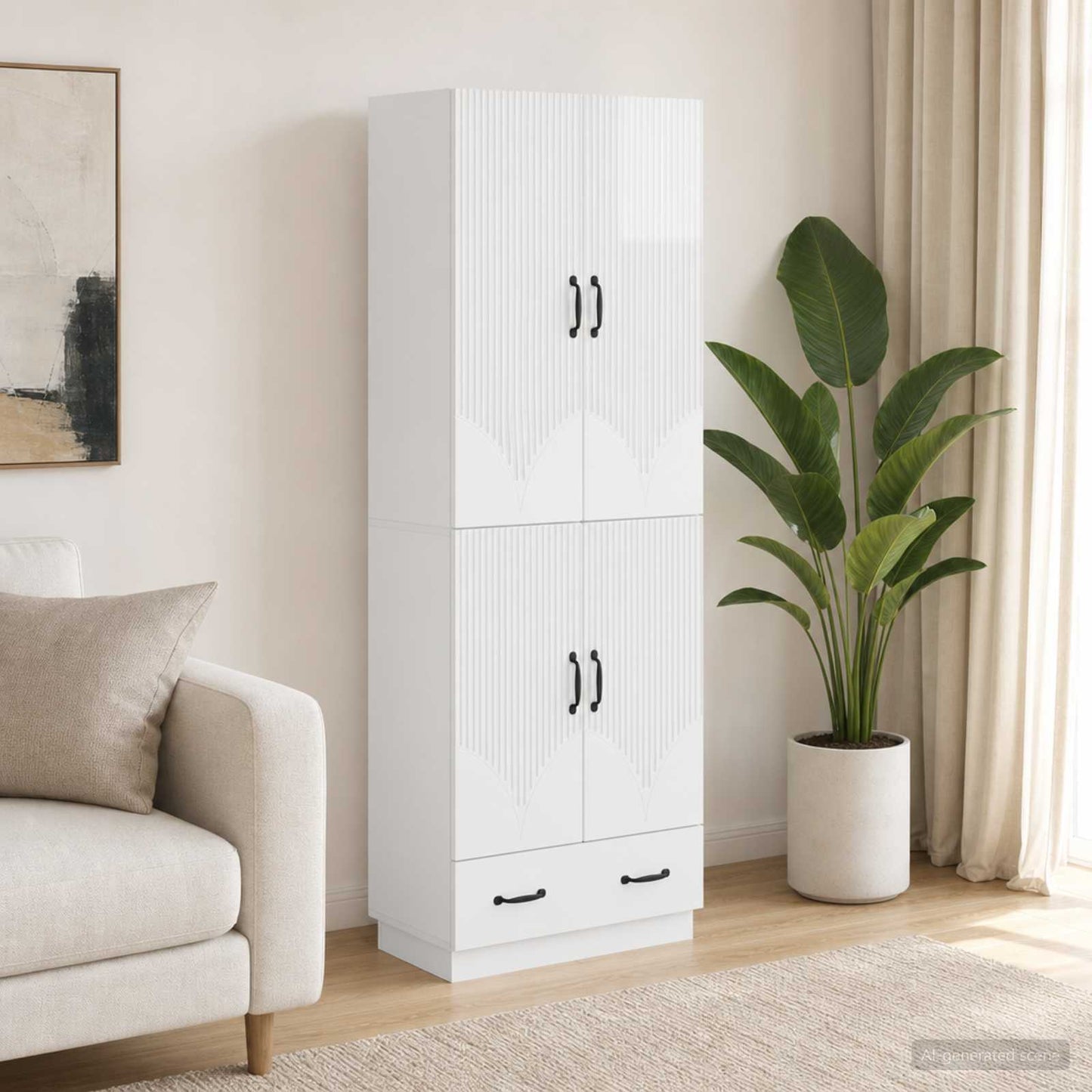 Cabinet Set 2 pcs High Gloss White Engineered Wood