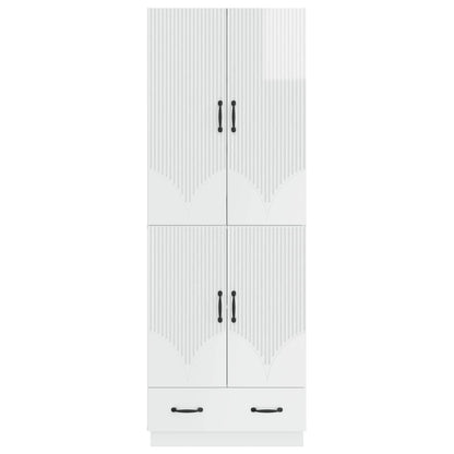 Cabinet Set 2 pcs High Gloss White Engineered Wood