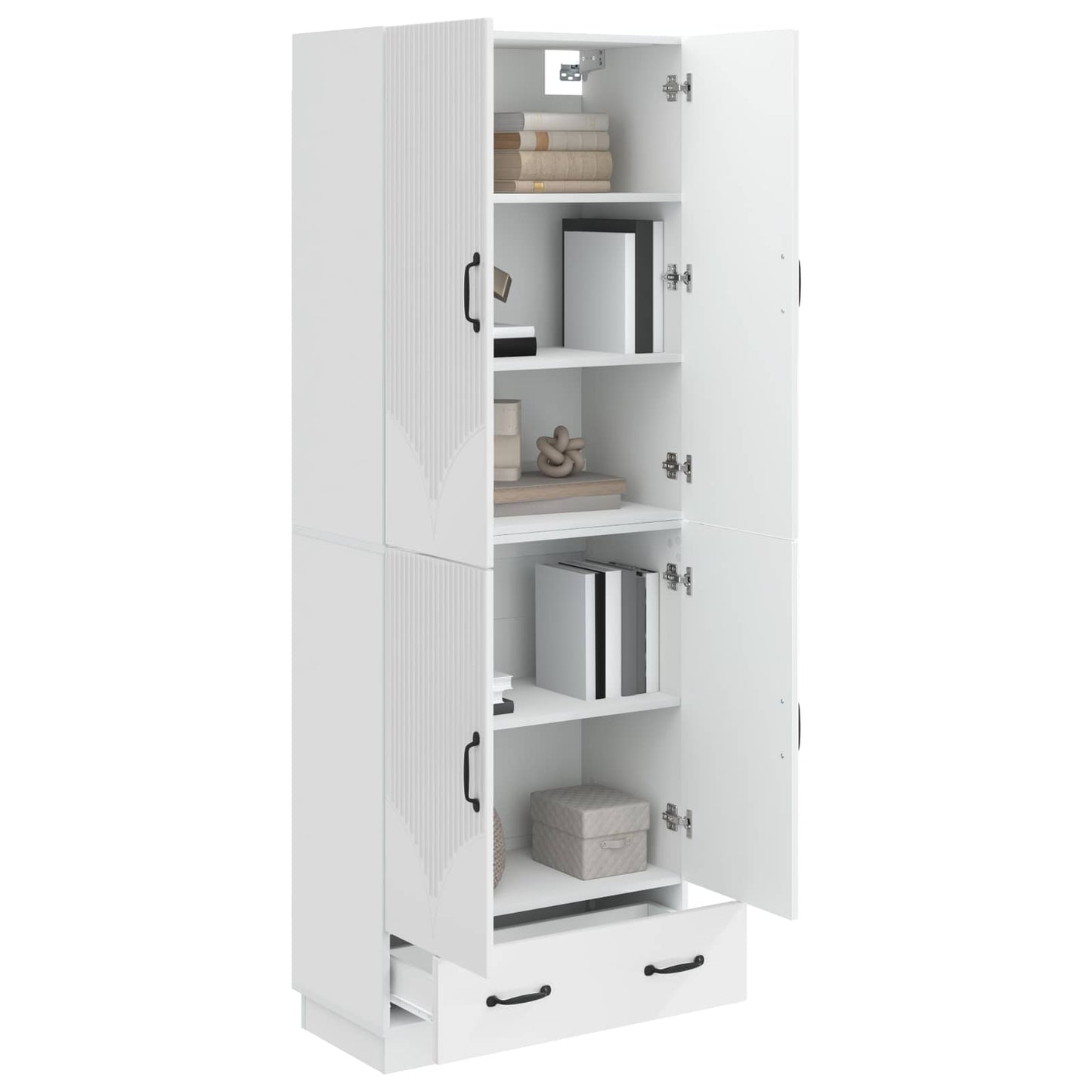 Cabinet Set 2 pcs High Gloss White Engineered Wood