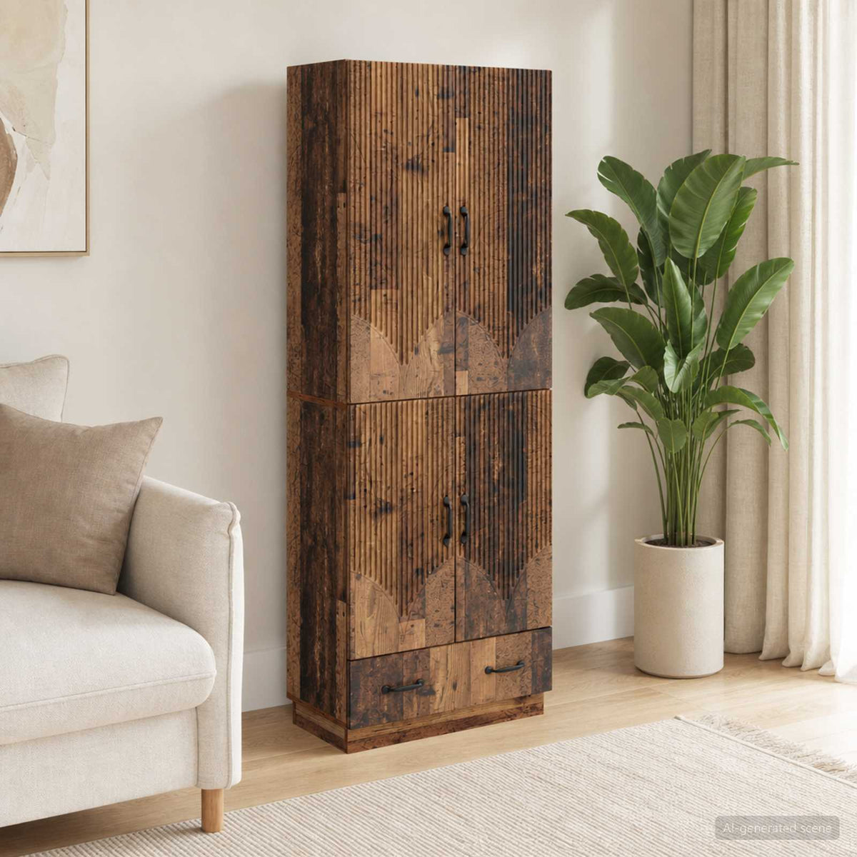 Cabinet Set 2 pcs Old Wood Engineered Wood